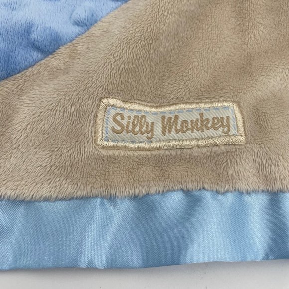 Baby Gear Silly Monkey Security Blanket Lovey Blue Tan 14.5x 14.5 Soft Plush Toy - Picture 3 of 8